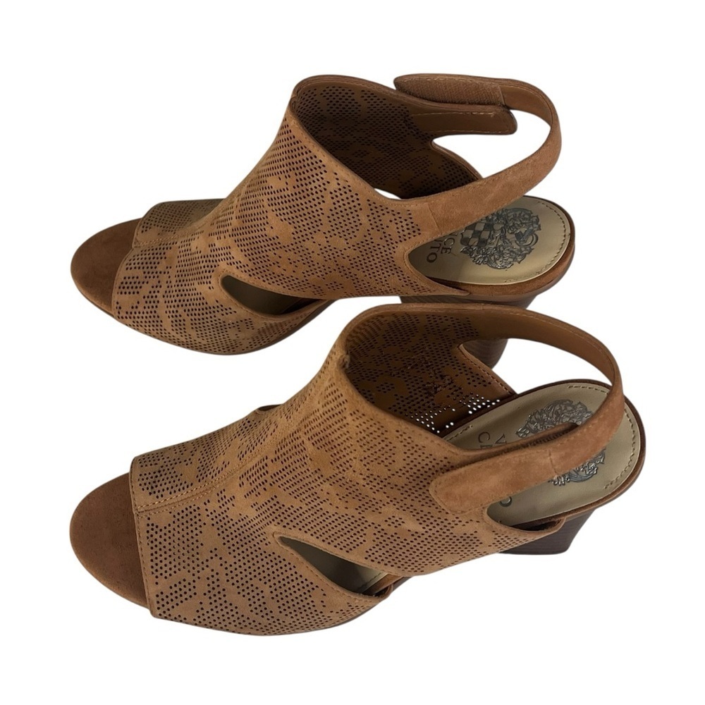 Vince Camuto Leather Detailed Heel Sandals – Dachelle Color Brick Size 9 Medium - Picture 6 of 15